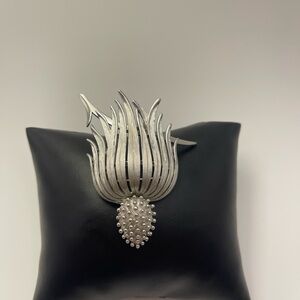 Vintage Crown Trifari Silver Tone Brooch